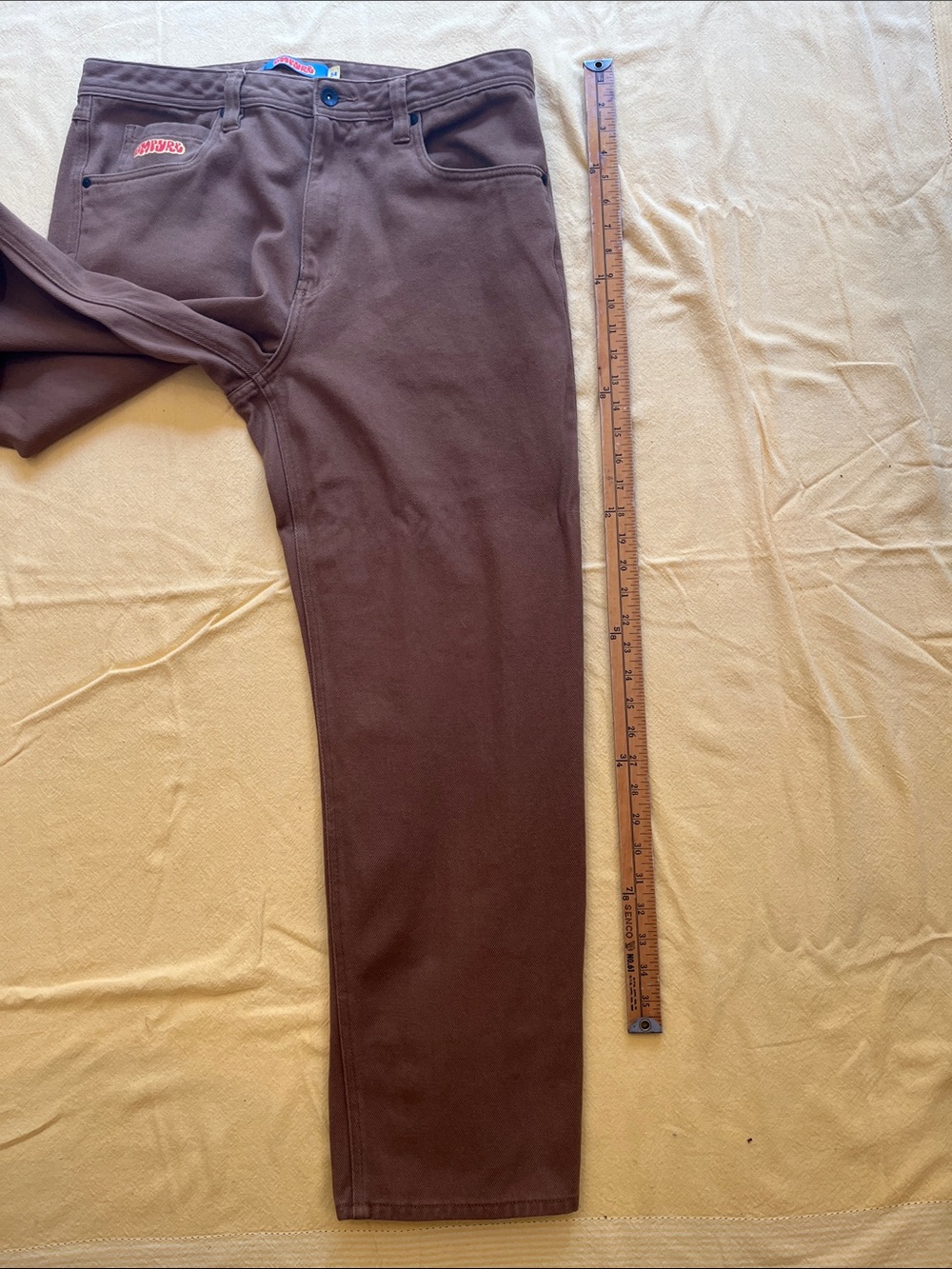 Empyre Brown Skater Pants with Red Logo Tag - Picture 5 of 8